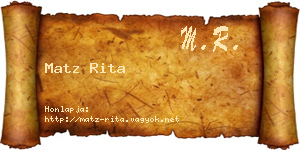 Matz Rita névjegykártya
